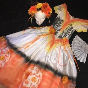 Halloween Costume dress Day of the Dead OOAK sz S